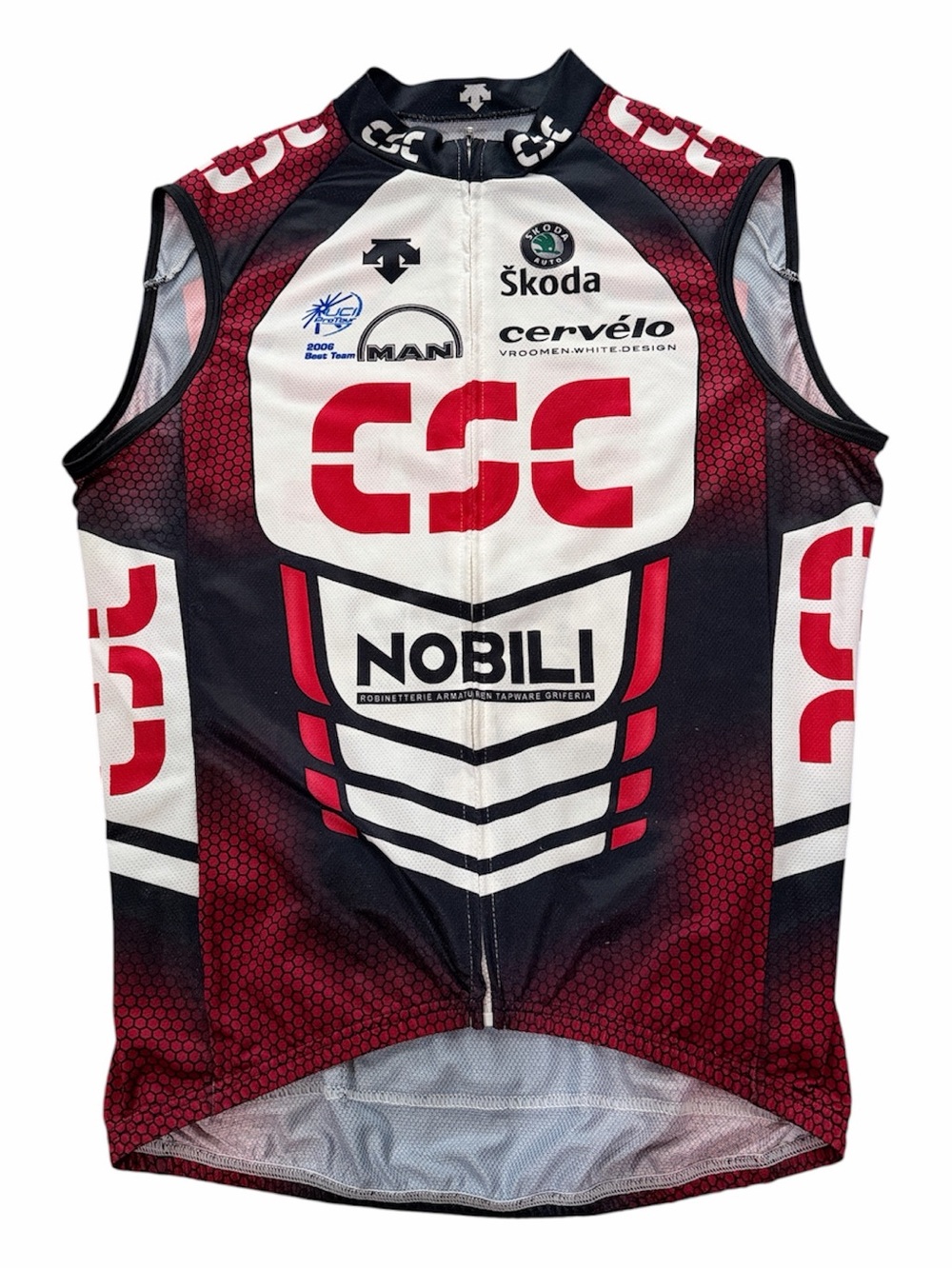 Descente Men’s Sleeveless Cycling Jersey - Red, Black & White